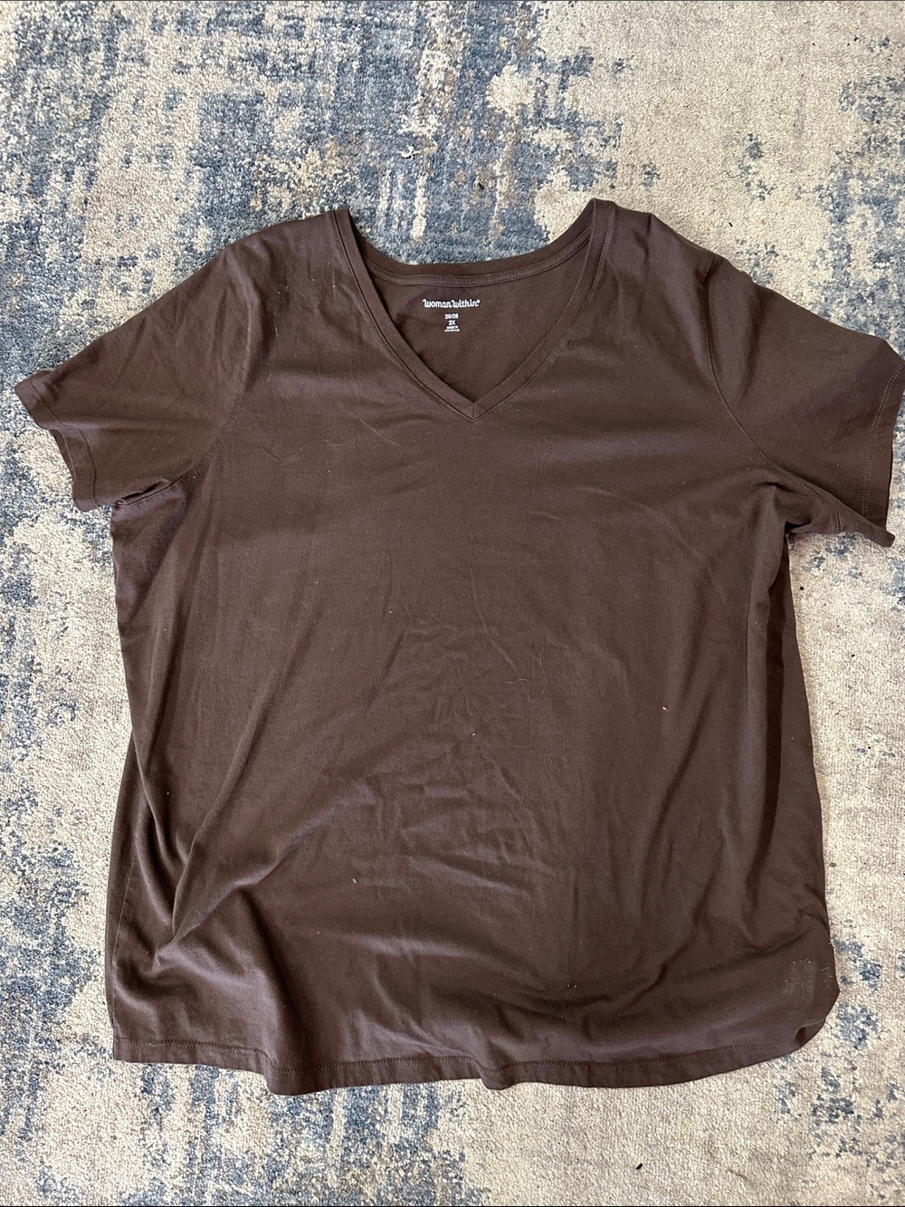Woman Within Brown V-Neck Short Sleeve Tee